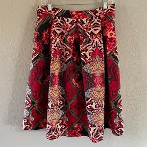 Red patterned skirt